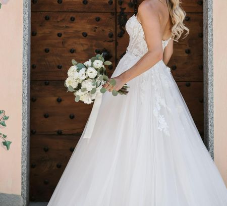 Brautkleid weiss mit Spitze schulterfrei gebraucht