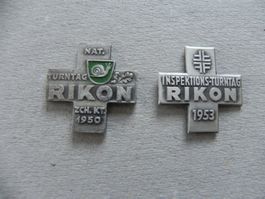 Medaille 2 Sport Abzeichen Brosche Rikon ZH 1950 & 1953