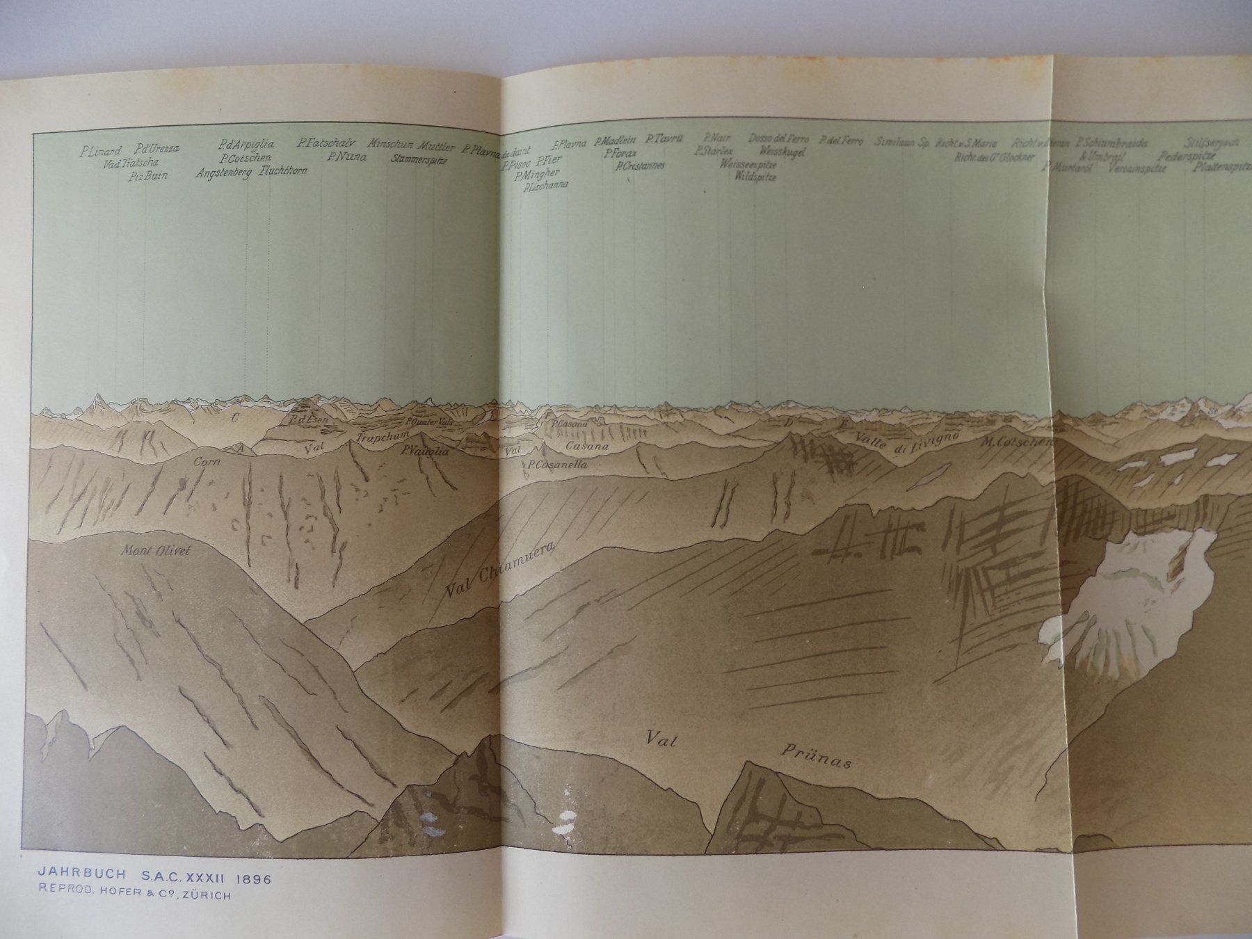Incisioni: Panorama vom Piz Languard 1897 – Usato da Risch venduto da Antikfee 1