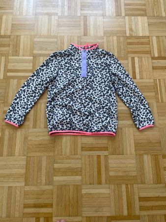 Fleece Pullover mit Leopardenmuster Reissverschluss Gr. 158