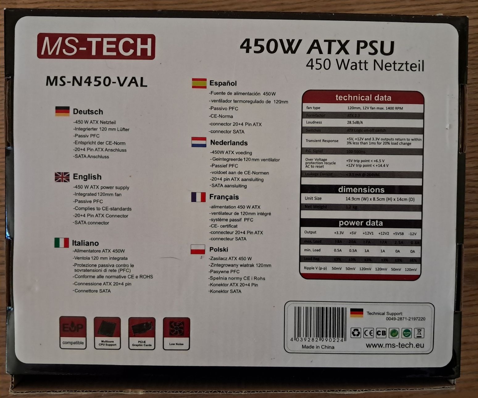 Componenti elettronici: MS-TECH Netzteil 450W ATX PSU MS-N450-VAL V2.3 – Usato da Adlikon b. Andelfingen venduto da Kraemse 6