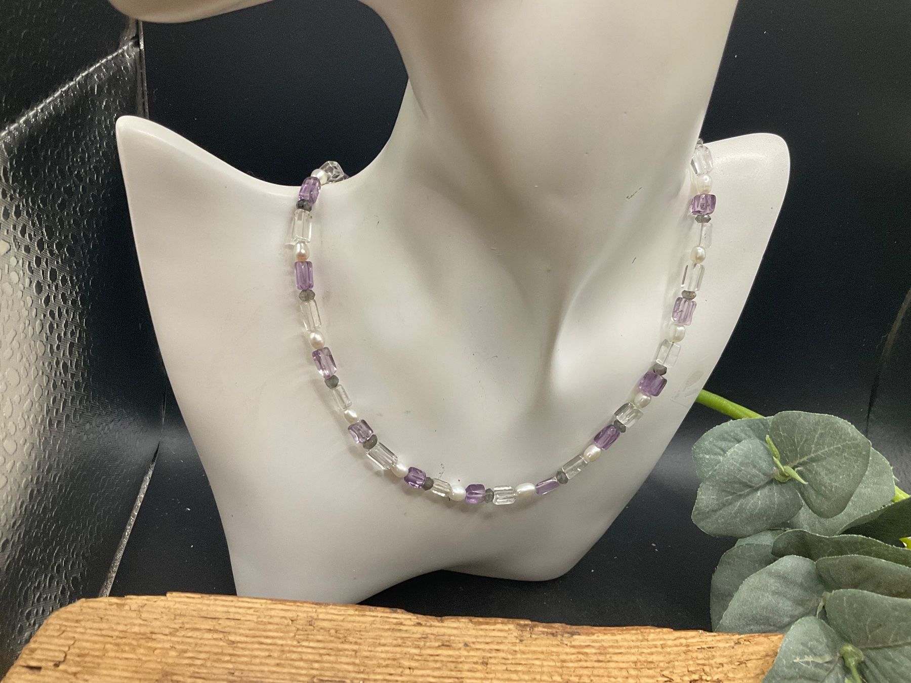 Catenine: Collier Amethyst, Süsswasserperlen, Quarz und Labradorit – Nuovo (secondo la descrizione) da luzern venduto da Alpendorf1