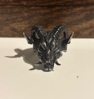 Stahl Ring Teufelskopf Baphomet Goat US Grösse 10
