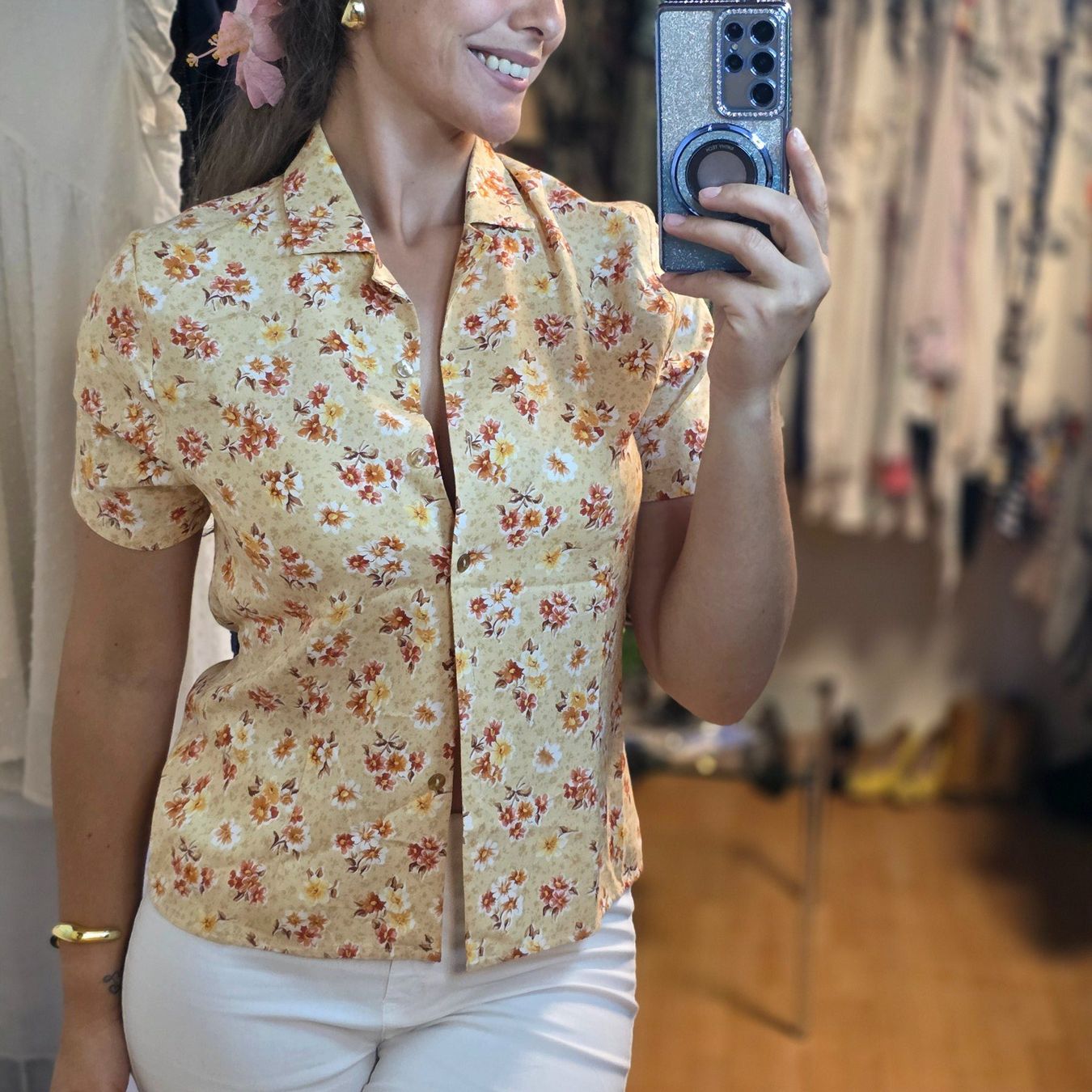 Camicette: Vintage Viskosebluse mit Blumenmuster Gr. M – Usato da Wald ZH venduto da CapLux