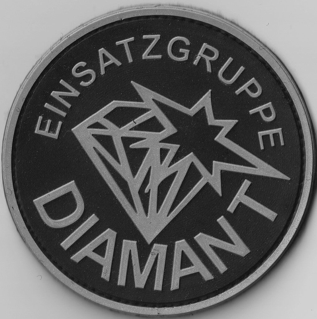 Swiss Placchette & Badge: Einsatzgruppe Diamant Kantospolizei ZH Patch mit Klett. – Nuovo e nell'imballaggio originale da Emmenbrücke venduto da F.ingl-1947