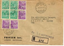 Brief Lugano - SS Normandie Nach Holton Usa 1936