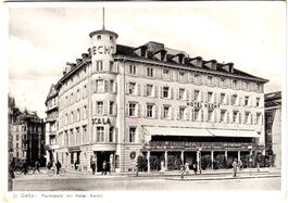 ST.GALLEN - Marktplatz (mit Publikum) & mit Hotel HECHT 1935