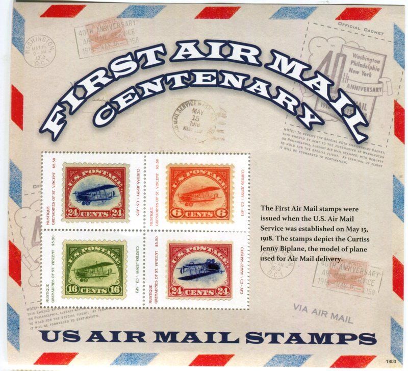 Tous les timbres: Block "Flugzeuge. Flugpost". St. Vincent – Neuf avec emballage d'origine à Basel par Butsch5