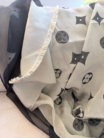 Louis Vuitton Black & Dark Beige Layered Chiffon Scarf