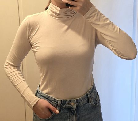 Shirt Rollkragen Beige Gr. S, Top Zustand!