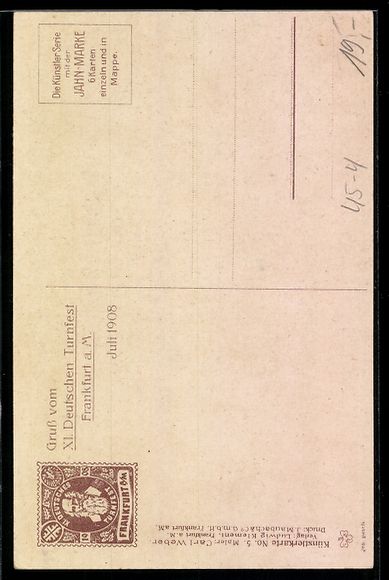 Cartoline postali: Frankfurt, XI. Deutsches Turnfest 1908,  – Usato da Berlin venduto da bartko-reher 1