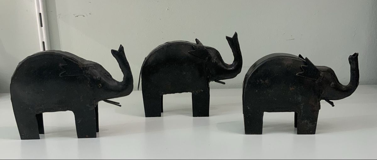 Statuette: Lot de 3 éléphants en fer forgé – Usato da rolle venduto da Tontonjulot