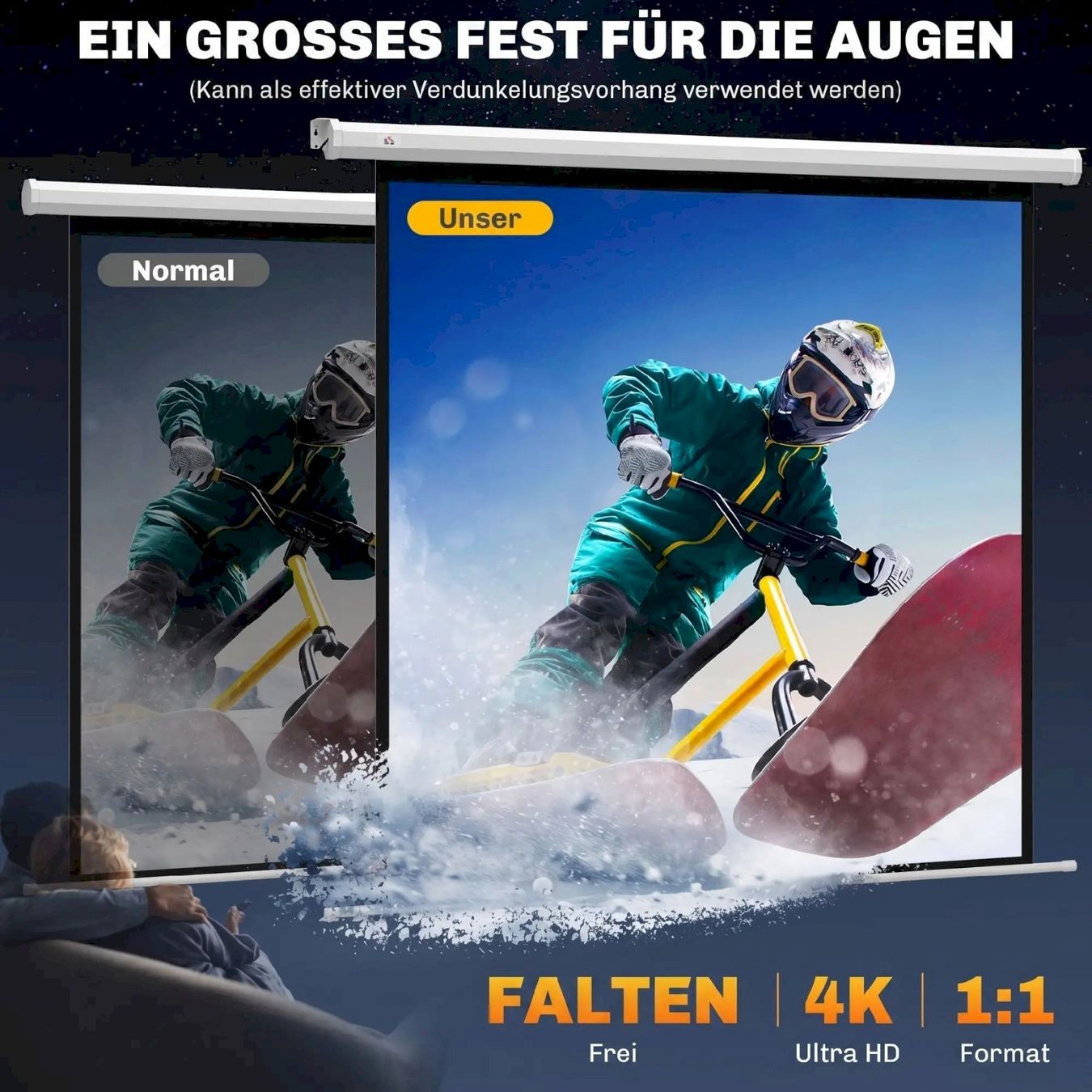 Heimkino: HOMCOM Beamer Leinwand 85” 152x152cm – Neu und originalverpackt aus Bottighofen von zaap 3