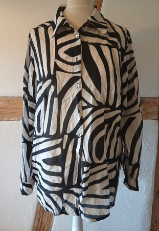 Edle Designer Bluse, Schwarz Weiss, Gr. 42, Top Zustand