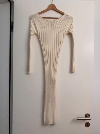 Rippstrickkleid Y.A.S cremeweiss Langarm Grösse S