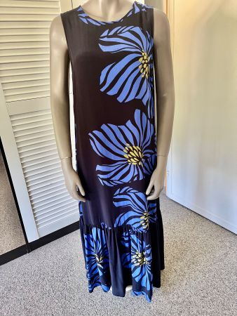 elegantes Damen Maxikleid, floraler Druck, dunkelblau Gr.40