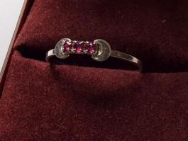 Silberring mit Rubinen, Vintage Schmuck 800er