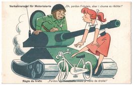 Militärhumor Rechtsvortritt Feldpost um 1960 BIÈRE CASERNE