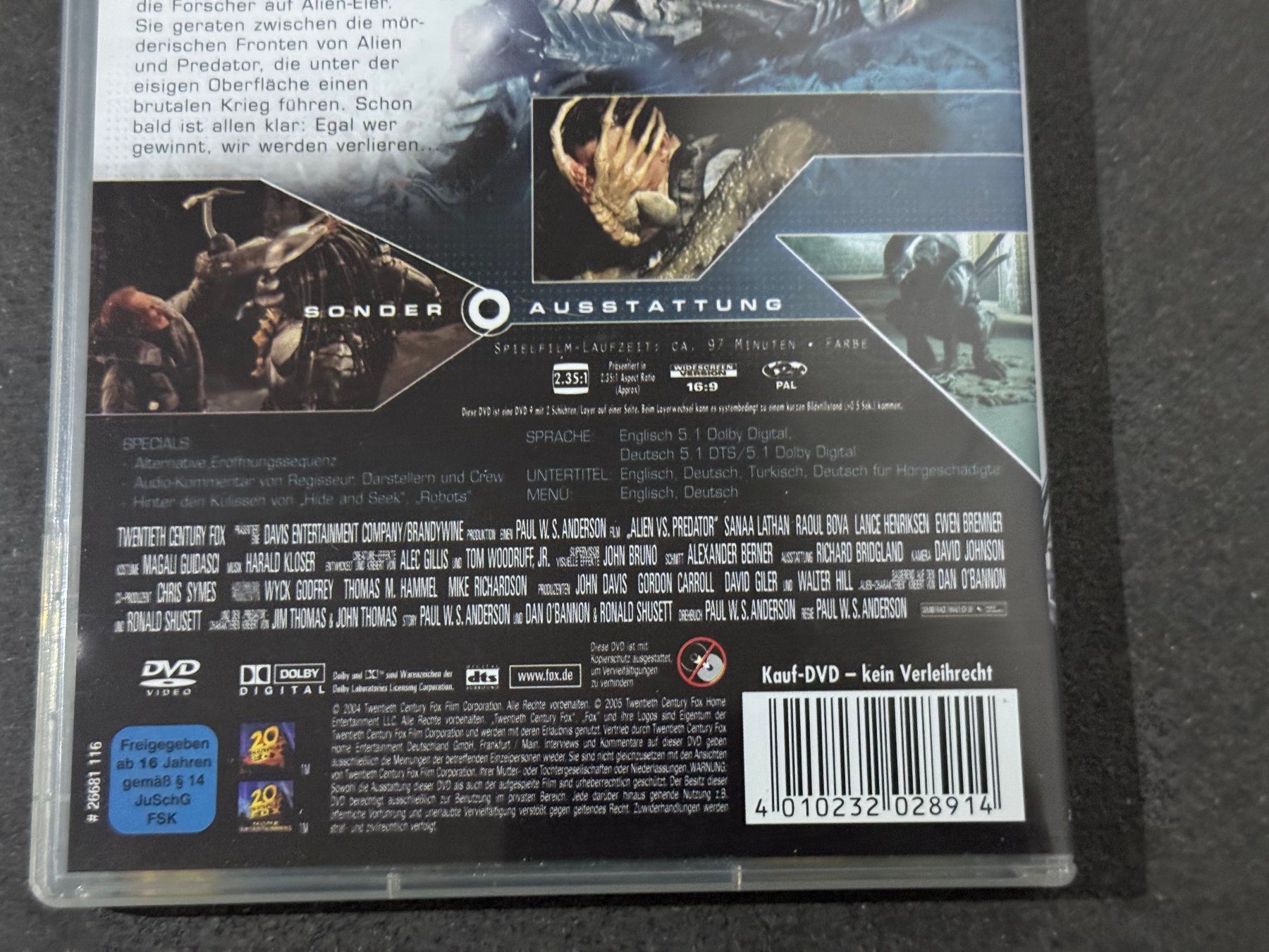 Tutti i DVDs: Alien vs Predator DVD "Original Kinofassung" EN/DE – Usato da Fribourg venduto da tschjoly 3