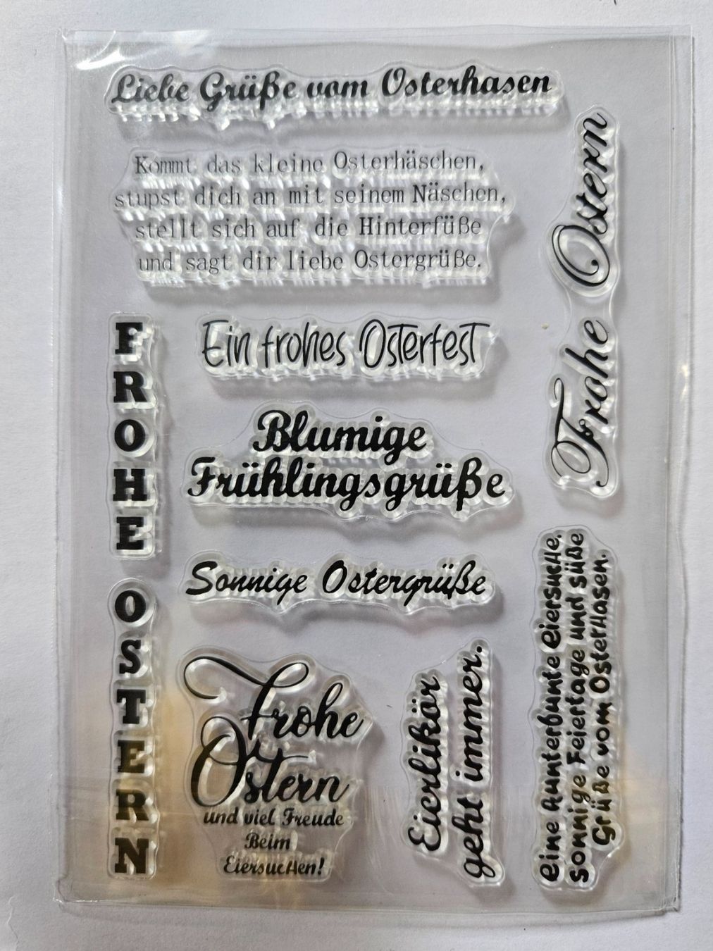 Timbri: Silikonstempel Nr.765, Ostern, Texte – Nuovo e nell'imballaggio originale da Gretzenbach venduto da Fliegepilz56