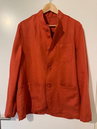 Jacke LEINEN Hemdjacke MASSIMO DUTTI Mao Orange 48 / M