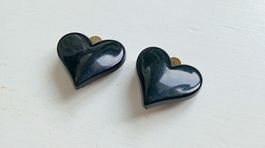 Vintage Herz Ohrclips 80er / 90er Jahre Schwarz