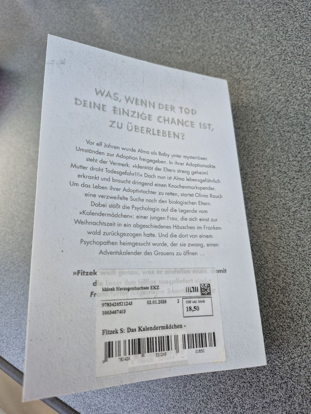 Libri: Das Kalendermädchen von Sebastian Fitzek – Usato da Gerlafingen venduto da nila44 1