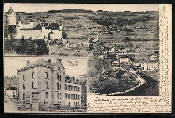 Cartes postales: Lucens, vue générale avec le Château, – D'occasion à Berlin par bartko-reher