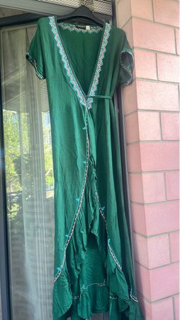 Zanzibar Exclusive Sommerkleid lang Grösse M dunkelgrün