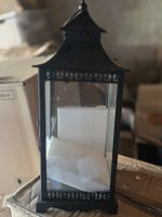 Windlicht schwarz Metall Glas Höhe 41 cm neuwertig .