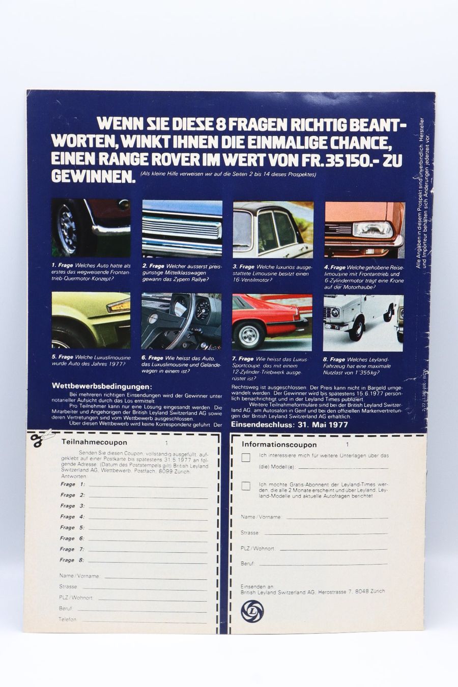 Land Rover Dokumente: British Leyland Prospekt 1977 – Gebraucht aus Bühl b.Aarberg von Collectorpassions 1