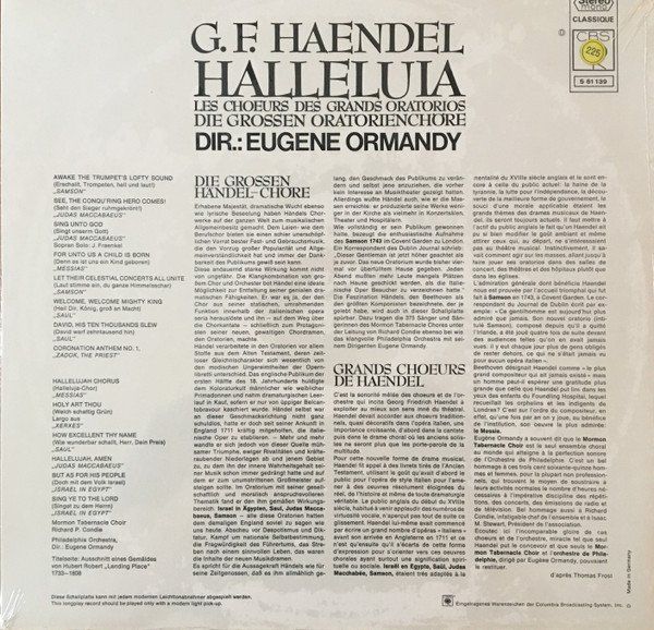 Vinyles: Haendel/Mormon Tabernacle/PO/Ormandy: Halleluia LP – Neuf (Voir description) à Steinhausen par Vilivinili 1