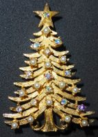 Märchenhafte 60er Weihnachts – Tannenbaum Brosche MYLU