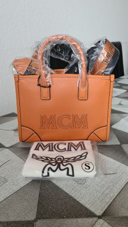 MCM Munchen Tote Mini Handtasche-Cognac