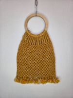 Vintage Makramee Tasche 70er Holzgriffe