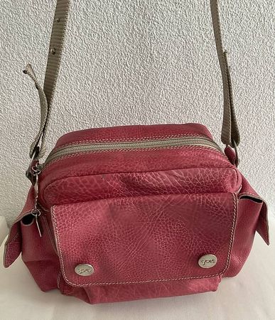Fuchsia Vintage Handtasche aus Leder