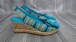 Naturalizer Espadrille Wedges - 37 - Türkis Gestreift