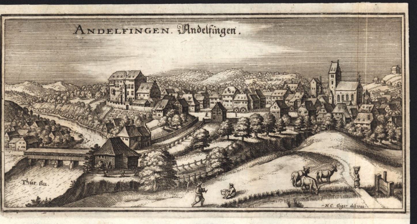Incisioni: Andelfingen Kupferstich von Merian – Usato da Rafz venduto da Helvet32