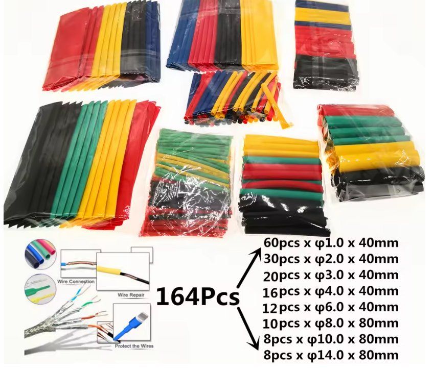 Cavi: 164Stk. Schrumpfschlauch Sortiment, versch. Farben & Grössen – Nuovo e nell'imballaggio originale da Illnau venduto da diy-shop