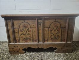 Truhe bemalt antik Holz Schatulle Aufbewahrung 145x60x85 