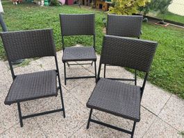 Sedie pieghevoli da esterno in rattan marrone, usate