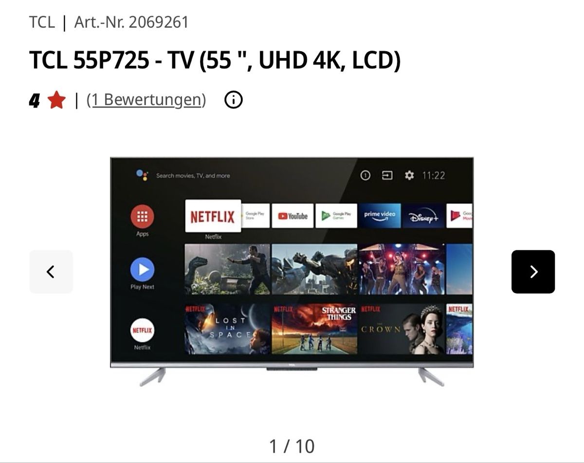Fernseher: TV TCL 55 Zoll – Gebraucht aus Magden von abe_7f82