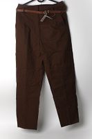 Knöchellange Hose mit hohem Bund + Gürtel, braun