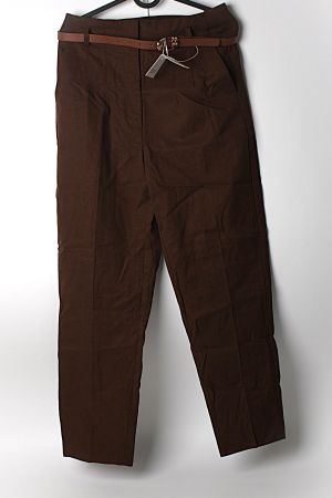 Knöchellange Hose mit hohem Bund + Gürtel, braun