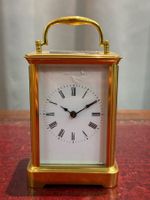 Antike Reiseuhr, Ende 19. Jh., Messinggehäuse verglast