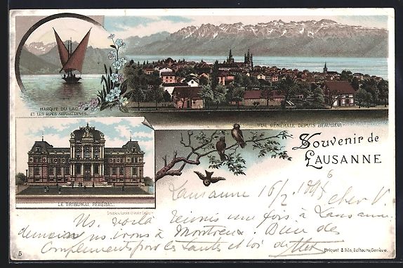 Cartoline postali: Litho Lausanne, Barque du Lac, Le Tribun – Usato da Berlin venduto da bartko-reher