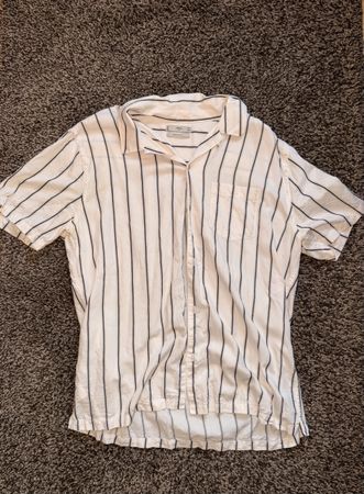 Herren Kurzarm Hemd MNG gestreift weiss Grösse L