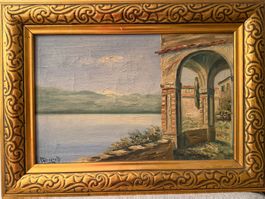 BUSNELLI Vintage Italian Lake Como Öl auf Leinwand / Rahmen