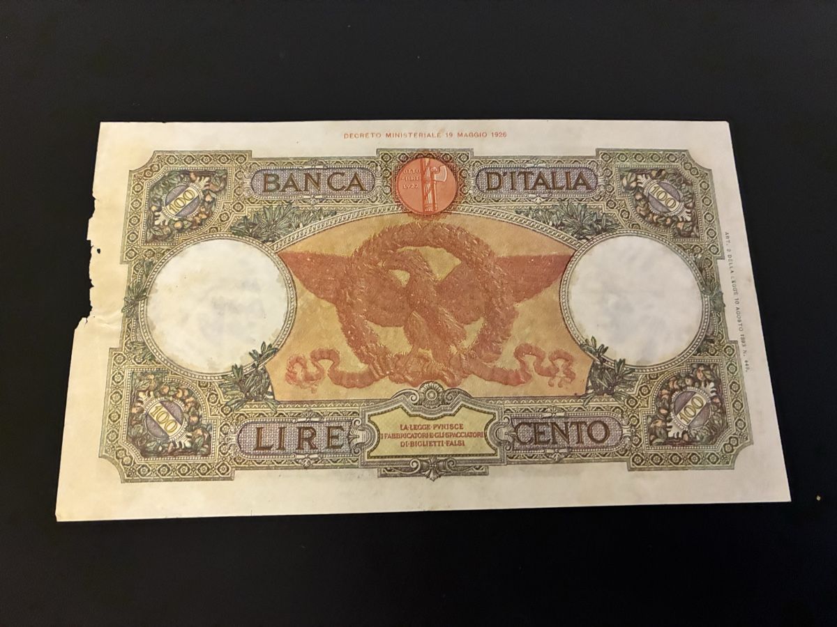 Billets de banque: 100 liras 1936 – D'occasion à Dällikon par Woldbanknoten 2