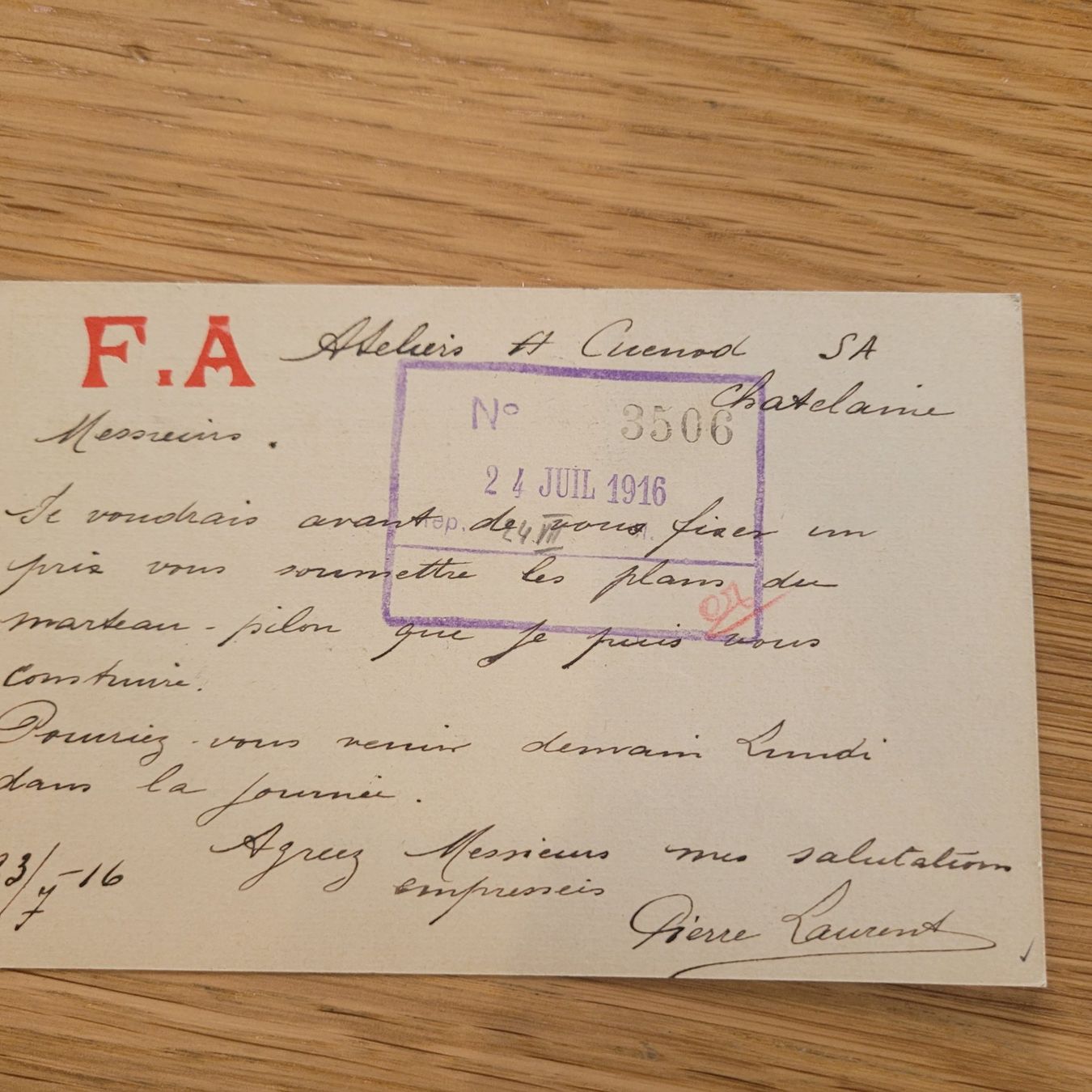 Cartoline postali: GS Genève 1916 F.A – Usato da Biel/Bienne venduto da Destockweb 1